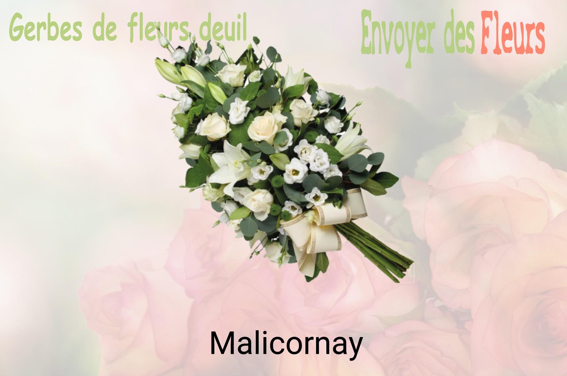 Gerbe de fleurs de deuil livrée à Malicornay